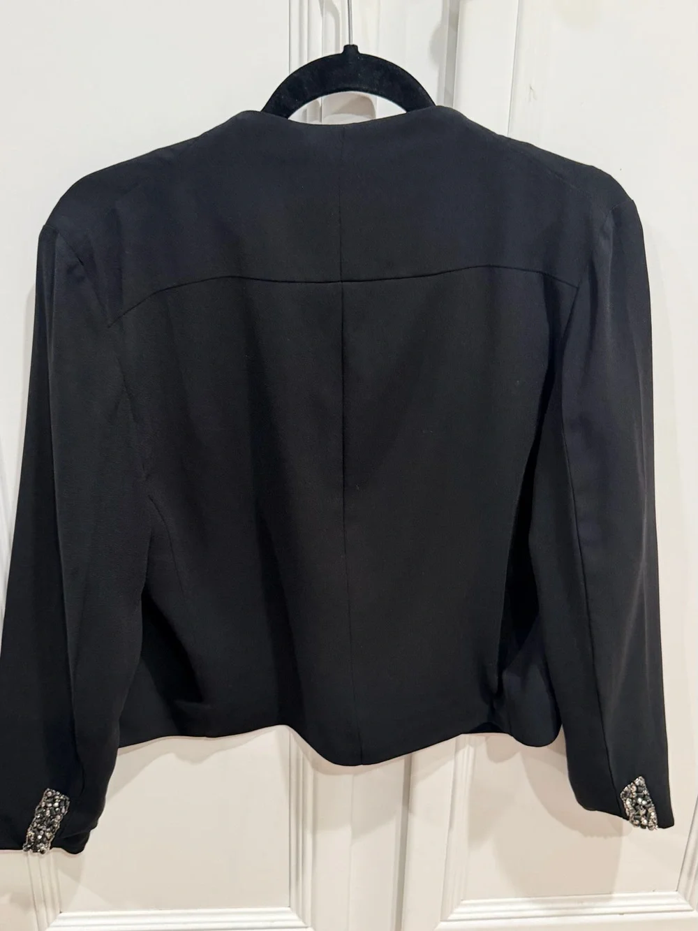 H&M Black Open Blazer with Beaded Lapel Detail